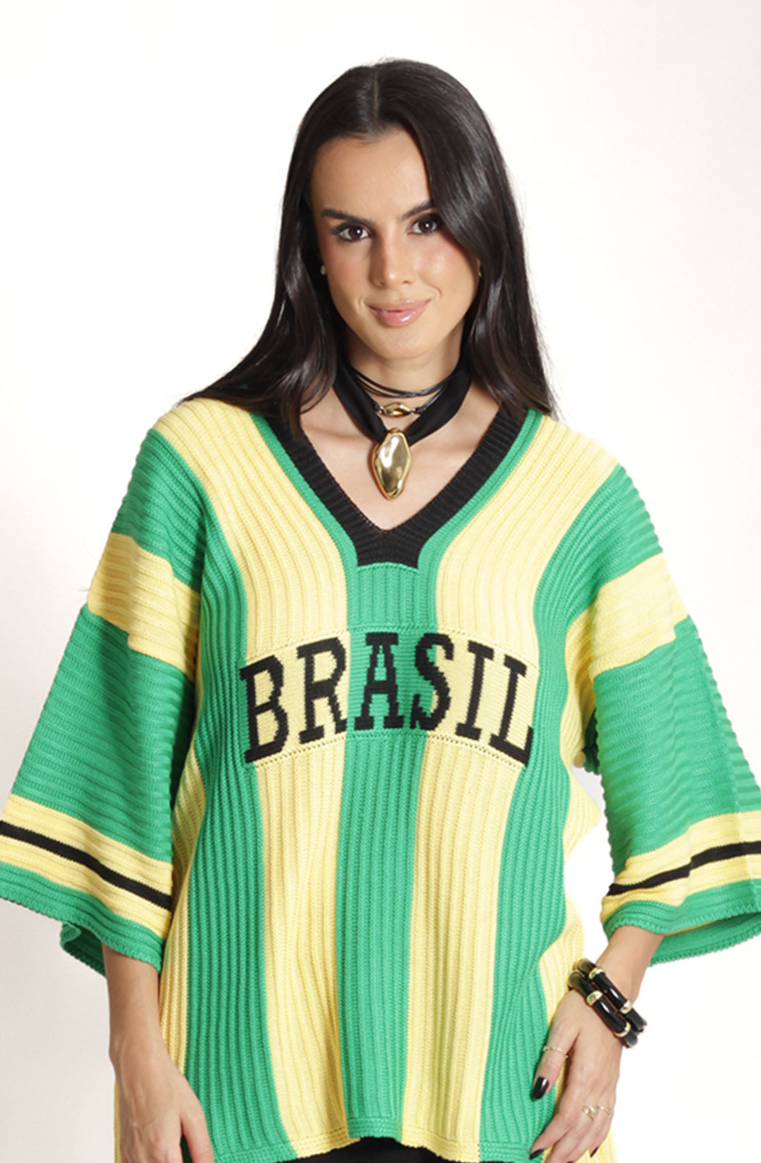 Blusa Tricot Brasil Over - Verde Bandeira