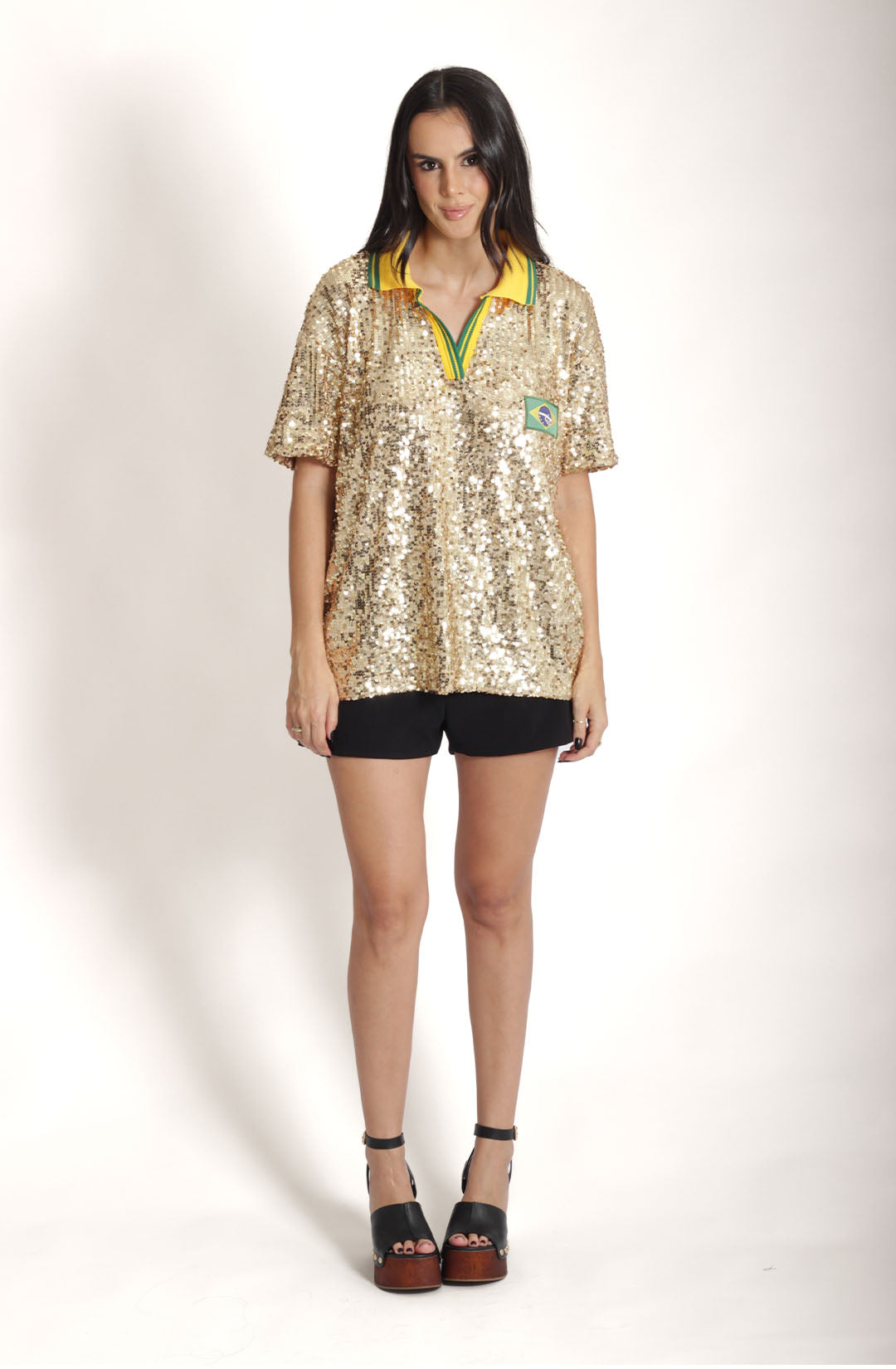 Blusa brasil Paetê - Dourado