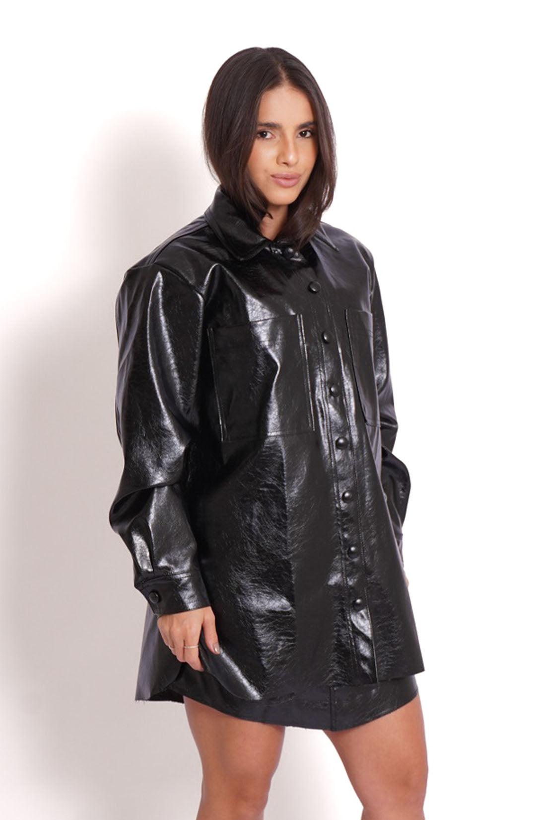 Camisa couro eco anne - Preto